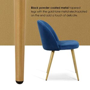 ivinta Royal Blue Dining Chairs Set of 2, Upholstered Velvet Accent Chairs for Living Room Dining Room Kitchen, Modern Side Chairs with Gold Legs…