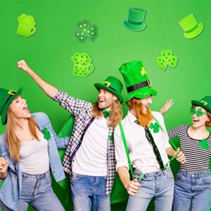 48 Pieces St. Patrick's Day Cut-Outs 5.7 x 5.7 Inch Shamrocks Cut-Outs Hat Beer Mug Decoration with Glue Point Indoor Outdoor Sign Decor Bulletin Board Classroom Irish Saint Patrick's Day Party