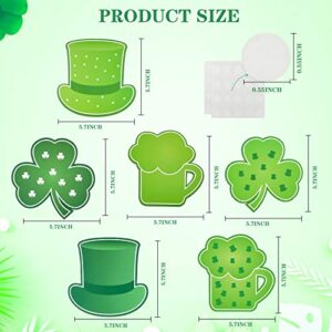 48 Pieces St. Patrick's Day Cut-Outs 5.7 x 5.7 Inch Shamrocks Cut-Outs Hat Beer Mug Decoration with Glue Point Indoor Outdoor Sign Decor Bulletin Board Classroom Irish Saint Patrick's Day Party