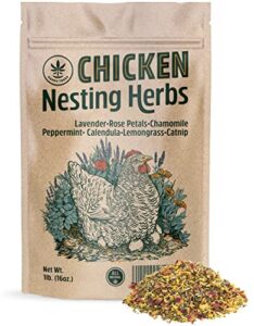 happy trees chicken nesting herbs - 100% natural blend of 7 premium dried herbs for fresh nest box, coop and run - bulk 1lb. bag