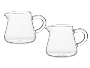 fuyu 2pcs simple heat resistant transparent glass mini coffee pot creamer pitcher
