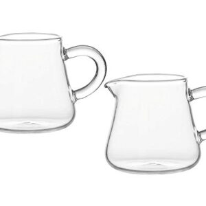 FUYU 2pcs Simple Heat Resistant Transparent Glass Mini Coffee Pot Creamer Pitcher