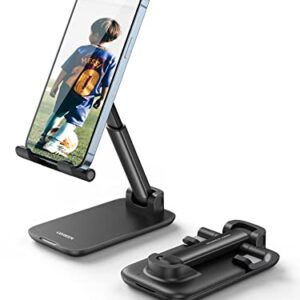 UGREEN Phone Stand Desk Foldable Holder Height Adjustable Cell Phone Cradle Dock Compatible with iPhone 14 Pro 14 Plus 13 Pro Max 12 11 SE XS XR 8 7Plus, Galaxy S23, and All Phones Black