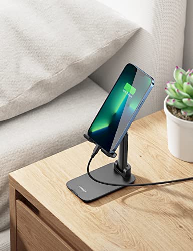 UGREEN Phone Stand Desk Foldable Holder Height Adjustable Cell Phone Cradle Dock Compatible with iPhone 14 Pro 14 Plus 13 Pro Max 12 11 SE XS XR 8 7Plus, Galaxy S23, and All Phones Black