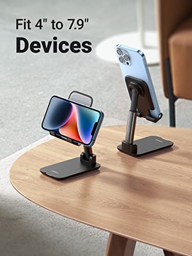 UGREEN Phone Stand Desk Foldable Holder Height Adjustable Cell Phone Cradle Dock Compatible with iPhone 14 Pro 14 Plus 13 Pro Max 12 11 SE XS XR 8 7Plus, Galaxy S23, and All Phones Black