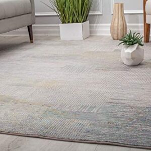 CosmoLiving by Cosmopolitan Melyna MA15A Revere Pewter Contemporary Abstract Area Rug, 8'0"X10'0"