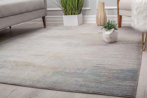 CosmoLiving by Cosmopolitan Melyna MA15A Revere Pewter Contemporary Abstract Area Rug, 8'0"X10'0"