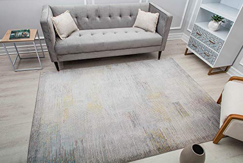 CosmoLiving by Cosmopolitan Melyna MA15A Revere Pewter Contemporary Abstract Area Rug, 8'0"X10'0"