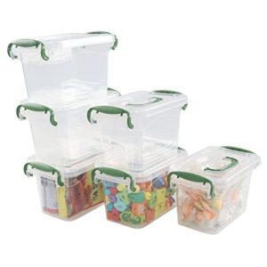 cadineus 2 l storage bins, 6 pack small boxes with lids, clear plastic boxes