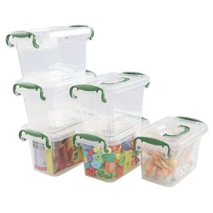 CadineUS 2 L Storage Bins, 6 Pack Small Boxes with Lids, Clear Plastic Boxes