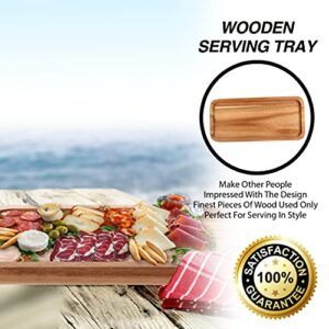 GloBoid Acacia Wooden Platters for Food & Decor, Wooden Serving Board & Platter, Wood Serving Trays & Plates, 13' x 6' Flatbread Plate, Wood Plate Set of 3 Food Platter