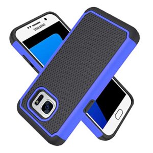 unispg galaxy s7 case [military grade drop tested] shockproof dual layer silcone armor heavy duty protective phone cover for samsung galaxy s7 5.1 inch - blue