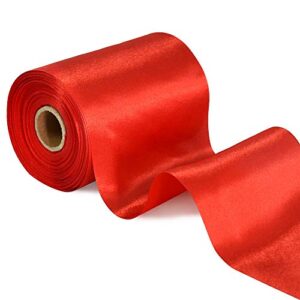 toniful 4 inch x 22yards wide red satin ribbon solid fabric large ribbon for cutting ceremony kit grand opening chair sash table hair car bows sewing craft gift wrapping wedding party decoration