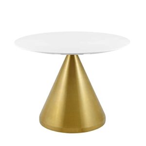 modway tupelo round 40" dining table, 40 inch, gold white