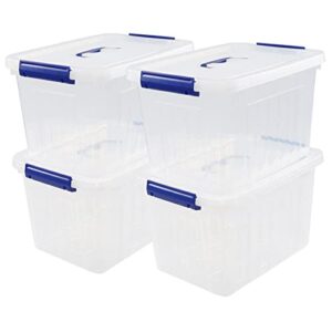 xowine 4-pack 10 l plastic storage box, clear storage box with lid