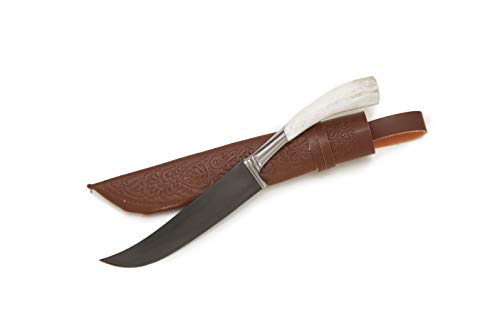 ArtsyUzbek Unique Uzbek Handmade Knife - Wild Goat Horn Handle - 7.8 Inches - Uzbekistan Pchak - Sheath – Ethnic Souvenir - Bonus Popular Uzbek Recipes Ebooks