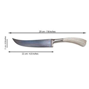 ArtsyUzbek Unique Uzbek Handmade Knife - Wild Goat Horn Handle - 7.8 Inches - Uzbekistan Pchak - Sheath – Ethnic Souvenir - Bonus Popular Uzbek Recipes Ebooks