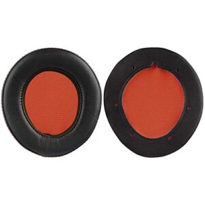 Geekria QuickFit Protein Leather Replacement Ear Pads for Steelseries 9H Headphones Earpads, Headset Ear Cushion Repair Parts (Black/Orange)