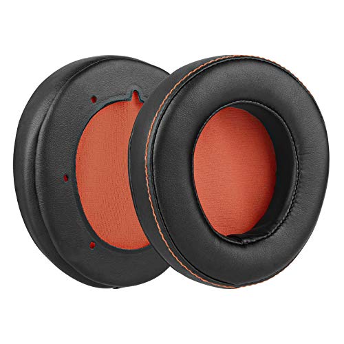 Geekria QuickFit Protein Leather Replacement Ear Pads for Steelseries 9H Headphones Earpads, Headset Ear Cushion Repair Parts (Black/Orange)