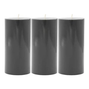 candlenscent 3x6 grey pillar candles hand poured unscented (pack of 3)