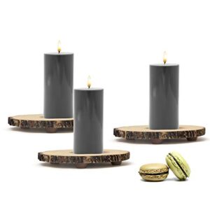 CandleNScent 3x6 Grey Pillar Candles Hand Poured Unscented (Pack of 3)