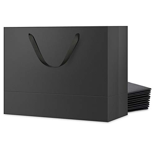 JINMING 12 Extra Large Gift Bags 16x6x12 Inches, Matte Black Gift Bags, Premium Gift Bags with Handles for All Occasions