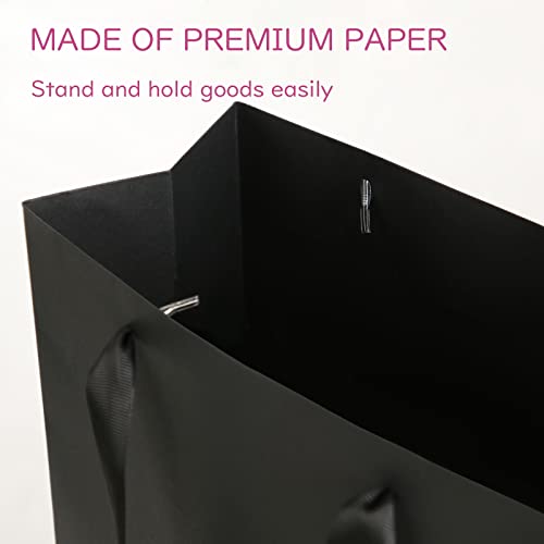 JINMING 12 Extra Large Gift Bags 16x6x12 Inches, Matte Black Gift Bags, Premium Gift Bags with Handles for All Occasions