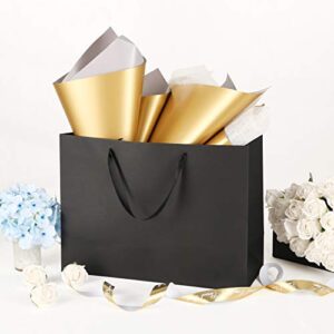 JINMING 12 Extra Large Gift Bags 16x6x12 Inches, Matte Black Gift Bags, Premium Gift Bags with Handles for All Occasions