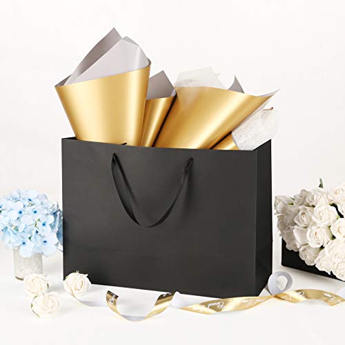 JINMING 12 Extra Large Gift Bags 16x6x12 Inches, Matte Black Gift Bags, Premium Gift Bags with Handles for All Occasions