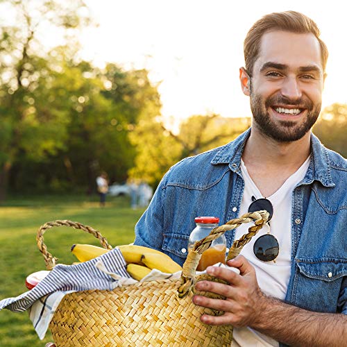 MoodiWoody Seagrass Plant Basket – Hand Woven Large Seagrass Baskets with Plastic Liner, Eco-Friendly Storage for Laundry, Picnic, Baskets Decor and Plant Pot Cover (Large, Original)