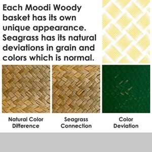 MoodiWoody Seagrass Plant Basket – Hand Woven Large Seagrass Baskets with Plastic Liner, Eco-Friendly Storage for Laundry, Picnic, Baskets Decor and Plant Pot Cover (Large, Original)