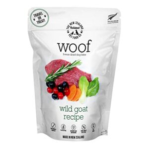 the new zealand natural pet food co. woof wild goat freeze dried travel treat 1.76oz