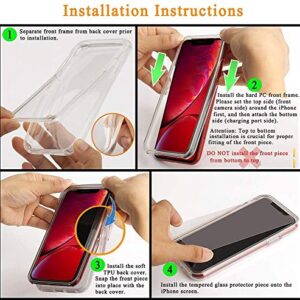 COOLQO Compatible with iPhone 11 Pro Max Case, and [2 x Tempered Glass Screen Protector] Clear 360 Full Body Coverage Hard PC+Soft Silicone TPU 3in1 Shockproof Protective Phone Cover