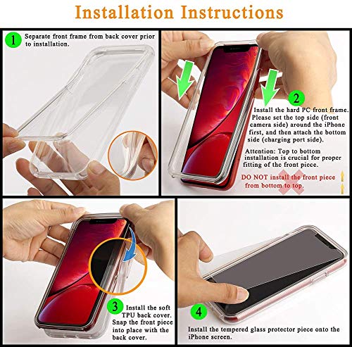 COOLQO Compatible with iPhone 11 Pro Max Case, and [2 x Tempered Glass Screen Protector] Clear 360 Full Body Coverage Hard PC+Soft Silicone TPU 3in1 Shockproof Protective Phone Cover