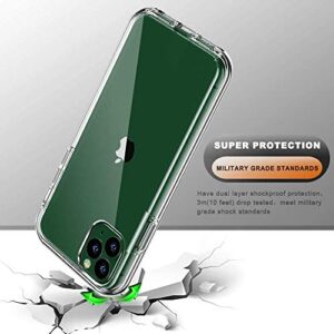 COOLQO Compatible with iPhone 11 Pro Max Case, and [2 x Tempered Glass Screen Protector] Clear 360 Full Body Coverage Hard PC+Soft Silicone TPU 3in1 Shockproof Protective Phone Cover