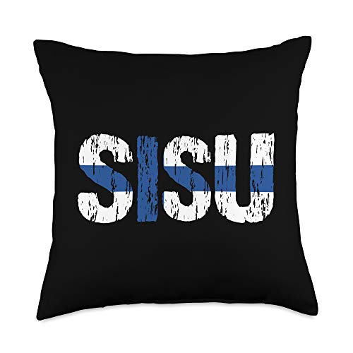 Awesome Finnish Sisu Apparel Sisu Finnish Flag Finland Suomi Distressed Gift Throw Pillow, 18x18, Multicolor