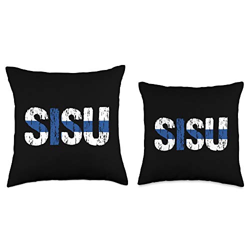 Awesome Finnish Sisu Apparel Sisu Finnish Flag Finland Suomi Distressed Gift Throw Pillow, 18x18, Multicolor