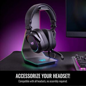 Thermaltake Argent HS1 RGB Gaming Headset Stand with 3.5mm AUX and 2 USB Ports, Aluminum Headphone Holder Hanger Rack, sync Lighting Effects TT RGB Plus Products. GEA-HS1-THSSIL-01