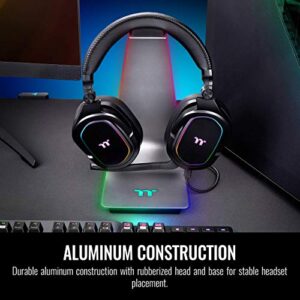 Thermaltake Argent HS1 RGB Gaming Headset Stand with 3.5mm AUX and 2 USB Ports, Aluminum Headphone Holder Hanger Rack, sync Lighting Effects TT RGB Plus Products. GEA-HS1-THSSIL-01