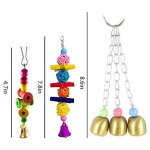 Small Bird Swing Toys, Bird Parrot Swing Chewing Toys - Hanging Bell Birds Cage Toys 8 Pcs