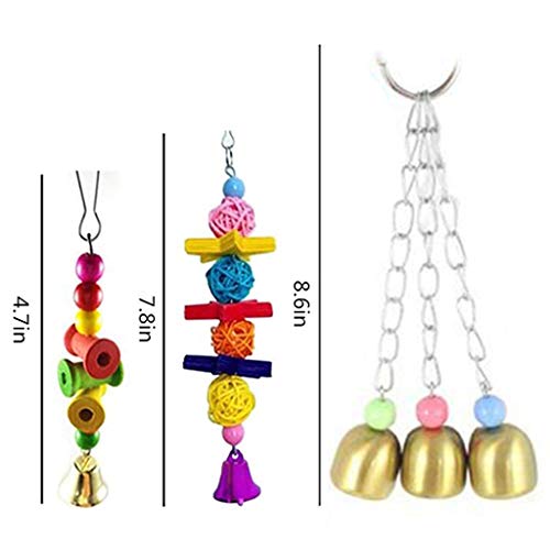 Small Bird Swing Toys, Bird Parrot Swing Chewing Toys - Hanging Bell Birds Cage Toys 8 Pcs