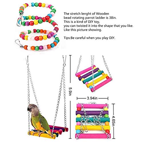 Small Bird Swing Toys, Bird Parrot Swing Chewing Toys - Hanging Bell Birds Cage Toys 8 Pcs