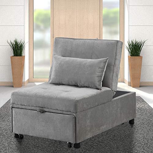 TITA-DONG Sofa Bed,Folding Ottoman Sleeper Bed,4 in 1 Multi-Function Fabric Convertible Chair Recliner Sofa with Pillow,for Living Room/Small Room Apartment