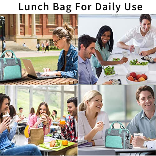 Lunch Bags for Women, Insulated Lunch Bag Reusable Lunch Bag Leakproof Large Lunch Bag with Adjustable Shoulder Strap, Multi-Pocket Lunch Bag for Work, Office, Picnic, Outdoor (Green)