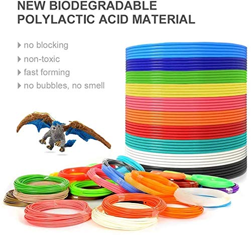 PCL Filament for 3D Pen 20 Colors/320 Ft - Low Temperature of 158°F(70°C) 1.75mm PCL 3D Drawing Pen Filament Refills - High-Precision Diameter,Non-Toxic,Non-Clogging,No Mess 3D Printing Pen Filament…