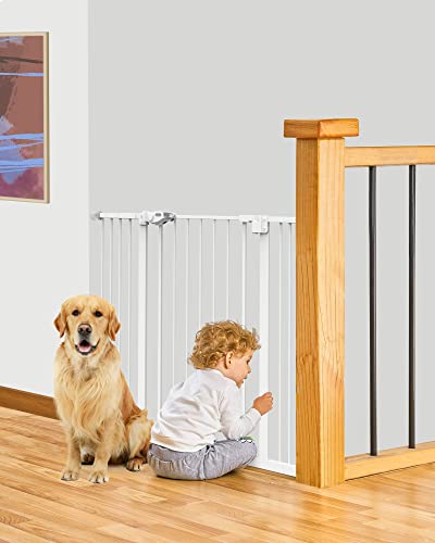 InnoTruth 29"- 39.6“ Baby Gate for Doorways and Stairs, 36" Extra Tall No Drill Wall Protected Dog Gate, 45cm Wide Walk Thru Auto Close Metal Child Gate, Easy to Install and One-Hand Opening, White