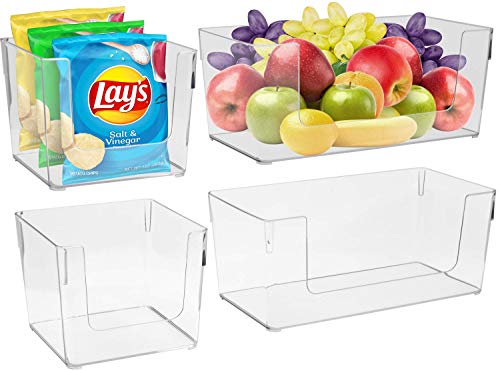 Sorbus Open Plastic Storage Bins Combo Set - Clear Pantry Organizer Box Bin Containers for Organizing Kitchen Fridge, Food, Snack Pantry Cabinet, Fruit, Vegetables, Bathroom, Square & Rectangle Set