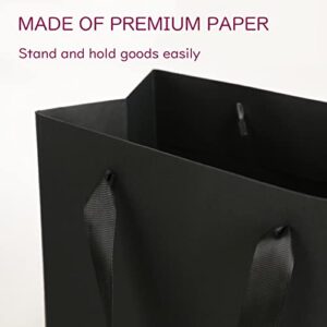 JINMING 12 Gift Bags 7x4x9 Inches, Matte Black Gift Bags, Small Gift Bags Bulk for Light Weight Gift, Premium Gift Bags with Handles for All Occasions