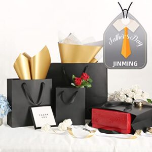 JINMING 12 Gift Bags 7x4x9 Inches, Matte Black Gift Bags, Small Gift Bags Bulk for Light Weight Gift, Premium Gift Bags with Handles for All Occasions