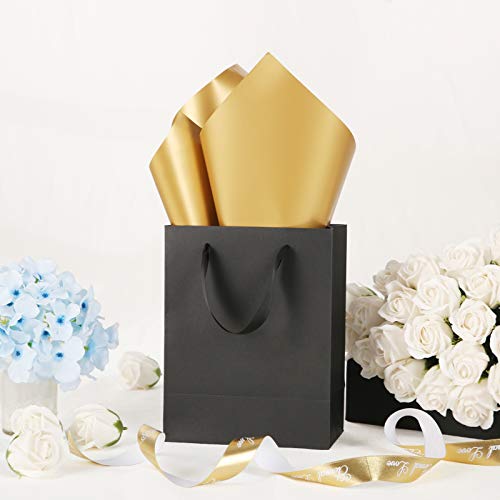 JINMING 12 Gift Bags 7x4x9 Inches, Matte Black Gift Bags, Small Gift Bags Bulk for Light Weight Gift, Premium Gift Bags with Handles for All Occasions